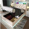 Wyibwy Letto singolo con ricarica USB Type-C, 90x200cm, con illuminazione LED 360 surround, struttura letto singolo con contenitore, PU, bianco (senza materasso)