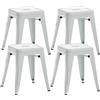 CLP Set 4 Panchetti Impilabili Armin In Metallo I Sgabelli Bar Industriali Senza Schienale Alt. 46 CM I Carico Max 200 KG | Colore bianco