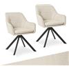 Goeurvant Set di 2 Sedie Girevoli a 360° in Lino Beige con Braccioli, Sedie da Pranzo, da Cucina, Poltroncine con Gambe in Metallo, per Ufficio o Soggiorno