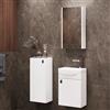 Planetmöbel Set di mobili da bagno lavabo con mobiletto 40 x 60 x 29 cm con armadio a specchio 40 cm e mobiletto midi per bagno e WC ospiti, bianco