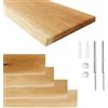 Natural Goods Berlin 1 mensola sospesa LIVE EDGE - Montaggio a parete - Mensola da parete in legno con supporto invisibile - Tavola di legno Wall Shelf - Libreria in legno preforata - Mensola in legno di quercia per libri