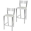 t m c s Tommychairs - Set 2 sgabelli alti modello Elena per cucina e bar, struttura in acciaio cromato e seduta imbottita e rivestita in pelle artificiale colore bianco