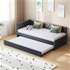 Mokylor Divano letto matrimoniale convertibile 90/180 x 200 cm, rete a doghe estensibile, pieghevole, velluto, materasso non incluso (grigio, B)