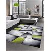 CARPETIA Moderno Tappeto pello Basso Moquette Tappeto da Salotto Astratto Karo Verde Grigio Größe 160x230 cm