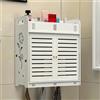 Mehisir Armadietto da parete per bagno, autoadesivo, multi-livello, mensola da cucina con ante di ventilazione impermeabili, motivo floreale cavo, per soggiorno, cucina, sala da pranzo, bianco e