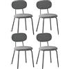 WAFTING Set di 4 Sedie da Pranzo Moderne, Sedie da Cucina Impilabili Imbottite in Tessuto Teddy con Gambe in Metallo, per Sala da Pranzo, Cucina, Soggiorno e Camera da Letto-Grigio Scuro