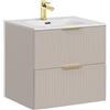 Lomadox Lavabo da bagno, 60 cm, in cashmere, con 2 cassetti a chiusura morbida, con lavabo in ceramica