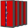 Jan Nowak Set di 4 Armadio da Ufficio C001 Archivio per Officina in Metallo Verniciato a polvere Chiudibile 185 cm x 90 cm x 40 cm (Antracite-Rosso)