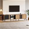 TIZZ Mobile TV basso, 180 cm, marrone rustico con anta e scomparto aperto, per TV fino a 80 pollici, soggiorno