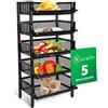 Novaliv 5 scaffali per cesti, colore nero, impilabili ed espandibili, scaffali per dispensa, scaffalature per alimenti, scaffale per frutta, cantina, sistema di organizzazione delle dispense, scaffale