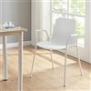 [en.casa] Sedia da Sala Pranzo Seduta Schienale Monoblocco in Plastica Braccioli e Gambe in Metallo Carico max 130 kg - Bianco