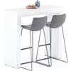 Mobili Fiver, Tavolo Alto Evolution 120x40, Bianco Frassino con Due Gambe, Tavolo Penisola Cucina per 2 persone, Made in Italy