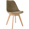 CLP Sedia da pranzo Linares Plastic I Tessuto I Velluto I Corda I Aspetto pelle I Poltrona con struttura in legno, Colore:marrone, Materiale:Velluto