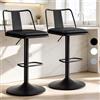 ALFORDSON Set 2 Sgabelli da Bar - Altezza regolabile 53-75 cm con Base Girevole, Sedia Breakfast Moderna per Cucina e Sala da Pranzo, Pelle PU, Nero