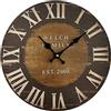 Rebecca Mobili Orologio da Parete Grande Orologi a Muro Mdf Marrone Nero Industrial Rotondo - Misure: 33.8 x 4 x 33.8 cm - Art. RE6152