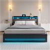 BLSYHDH Letto baule 140 x 200 con rete, letto imbottito LED idraulico con cassapanca letto in legno con contenitore e testiera per 2 persone letti per adulti baule (grigio, 140 x 200)