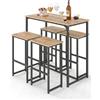 Amveya Tavolo Cucina Legno Salvaspazio con Sedie, Tavolo Bar Alto con Sgabelli, Fashion classico in legno e cornice nera, Ideale per ristoranti, bar, caffè, ecc.