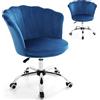 HOMASIS Sedia Ufficio Ergonomica con Schienale a Forma di Conchiglia, Poltrona Salotto con Ruote e Regolabile in Altezza, Poltrona Imbottita in Velluto, Portata di 150 kg (Blu)