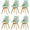 EGGREE Set di 6 Sedie Sala da Pranzo Sedie da Cucina con Gambe in Legno Sedie Ufficio Imbottita in Pelle PU Moderne Design, Gelato Verde