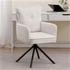 Ya-Home Poltrona Salotto Sedia da Scrivania Girevole Moderna in Tessuto Poltroncina Imbottita Poltroncina Girevole Non Regolabile per Camera da Letto/Ufficio, Bianco