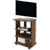 MOHOME Mobile Tv Legno MDF 3 Ripiani Mobiletto Noce Antico Carrello Porta Tutto Pavimento Televisore Console Videogiochi DVD Ruote Trasportabili Robusto Moderno