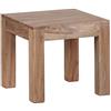WOHNLING Legno massello tavolino Acacia 45 cm di Larghezza Soggiorno Tavolo naturbraun Design Tavolo in Stile Country