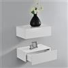 [en.casa] Set di 2 Comodini Sospesi Mensole da Parete con Cassetto Integrato Mobiletti Salvaspazio per Camera da Letto Ingresso Soggiorno 46x30x15 cm Bianco Opaco