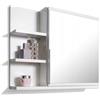 FreshYou Mobiletto a specchio 60x50 bianco, per il bagno con mensole, specchio da bagno, mobiletto sospeso - da parete - Sinistra