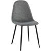 CLP Sedia da Pranzo Imbottita Napier, Sedia da Cucina con Schienale e Struttura in Metallo Nero, Sedia Imbottita Fino a 150 kg, Colore:Grigio, Materiale:Stoffa