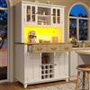 Lexiou Mobile Dispensa Cucina,Credenza Cucina Alta Mobile Dispensa Buffet,Credenza Cucina con Illuminazione a LED,Ripiani Regolabili, Grande Spazio, Cucina, Sala da Pranzo,106 x 40 x 179.5cm (Bianco)