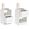 IDMarket - Set di 2 comodini in Tessuto a 1 cassetto UPPAH con nicchia in Legno Bianco