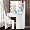 Dradaomull Tavolo da toeletta con illuminazione, tavolo da toeletta con specchio, tavolo da condimento, 3 colori con luminosità regolabile, vanity desk per make up, 131 x 80 x 36 cm (M41)