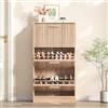 KEFSR Scarpiera rustica color legno con 3 scomparti con alette, 113 x 60 x 24 cm, scarpiera autonoma con design cavo traspirante, organizer per scarpe per ingresso e