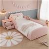 Arhatreya Letto imbottito 90 x 200 cm, letto singolo per bambini con testiera a forma di orso