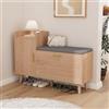 AZJSAHAH - Guardaroba con 2 ante, Guardaroba con panca integrata, scarpiera, scaffale per scarpe, scaffalatura per scarpe con divisorio regolabile, per ingresso, corridoio (Colore naturale, 100 x 30 x