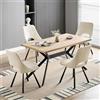 LEWE Set Sala da Pranzo, 140 X 80 X 76 Cm Tavolo da Pranzo Rettangolare in Legno con 4 Sedie da Pranzo, Imbottite, Senza Braccioli, Per Cucina, Sala da Pranzo e Soggiorno, Beige