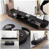 XDXINY Supporto TV Sospeso in Legno Massello per Soggiorno Casa - Tavolino Supporto TV 140, 160, 180, 200, 220, 240 cm, Diverse Dimensioni (Nero, 180 x 20 x 24 cm)