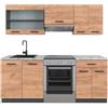 Vicco Cucina componibile R-Line, Rovere dorato/antracite, 200 cm, PL Marmo, adatto per l'espansione individuale con moduli aggiuntivi