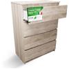 CDF Cassettiera 4 Cassetti Mobile in Laminato Rovere Sonoma 40x70x97 cm | Frontali Senza Maniglie, per Camera da Letto e Soggiorno, Stile Moderno, Organizzazione Domestica, Uso Quotidiano
