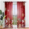 Odot Natale Rosso Tende Voile Semi Trasparente con Occhielli, 2 Pezzi Tende Voile per Interni con Stampa Babbo Natale, Tende Moderna per Soggiorno Cucina Cameretta Finestre (107x244cm,Stile B)