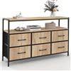 IDMarket - UTAH 115 CM Cassettiera in tessuto a 6 cassetti con effetto doghe in nicchia, mobile contenitore di design industriale