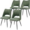 ML DESIGN modern living ML-Design Set di 4 Sedie per Sala da Pranzo Verde Seduta in Poliestere con Gambe in Metallo Nero Poltrona da Cucina con Schienale da Soggiorno Sedie Imbottite per Ufficio Poltrone