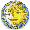 SICILIA BEDDA CAPACI Eclissi, Sole e Luna in Ceramica Caltagirone - Ø 25 cm ca. con Decoro Barocco e ficodindia su Fondo Blu