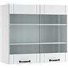 Vicco Mobile da cucina in vetro Fame-Line, Bianco country/Bianco 80 cm | Frontale in MDF · Chiusura ammortizzata · Profondità - 34,1 cm · Maniglie in metallo · ✓ Tutto in vista