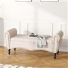 Ckaff Panca Fondo Letto 130cm, Cassapanca Contenitore Panca Portaoggetti, Pouf Organizzatore Poggiapiedi Scarpiera con Braccioli Arrotolati per Soggiorno Camera da Letto Entrata, Lino, Beige-1