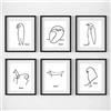 WHGBDY Arte da parete minimalista nordico con animali di Picasso, poster astratto su tela, pittura scandinava, decorazione per la casa, senza cornice, 20 x 30 cm × 6 pezzi