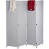 Relaxdays Paravento a 4 Pannelli, HxL: 180 x 180 cm ca., Divisore Pieghevole, Separé per Ambienti Interni, Bianco/Grigio