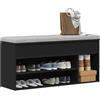 HaoChrymec Panca Portascarpe in Legno Ingegnerizzato, Scarpiera Armadio con Ripiani, Adatta per Ingresso e Corridoio, Colore Nero, 102 x 30.5 x 45 cm