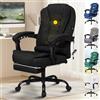 ALFORDSON Sedia Scrivania Ergonomica con Massaggio, Sedia Ufficio con Supporto Lombare e poggiapiedi, Poltrona Girevole ad Altezza Regolabile per Ufficio e Studio Sala Riunioni, Tessuto(Nera)