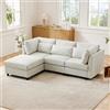 Rvjiahe Divano a 3 Posti, mobili imbottiti, Divano a tre posti, divani da salotto, divani angolari con poggiapiedi, divano angolare a L (Beige, 3 Seat (220 * 83 * 81cm))